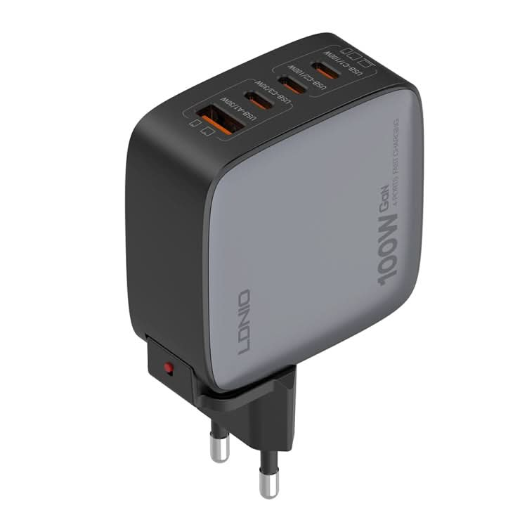 LDNIO Q408 100W GaN USB+3 USB-C / Type-C Interface Charger with 1m 100W USB-C / Type-C to USB-C / Type-C Data Cable