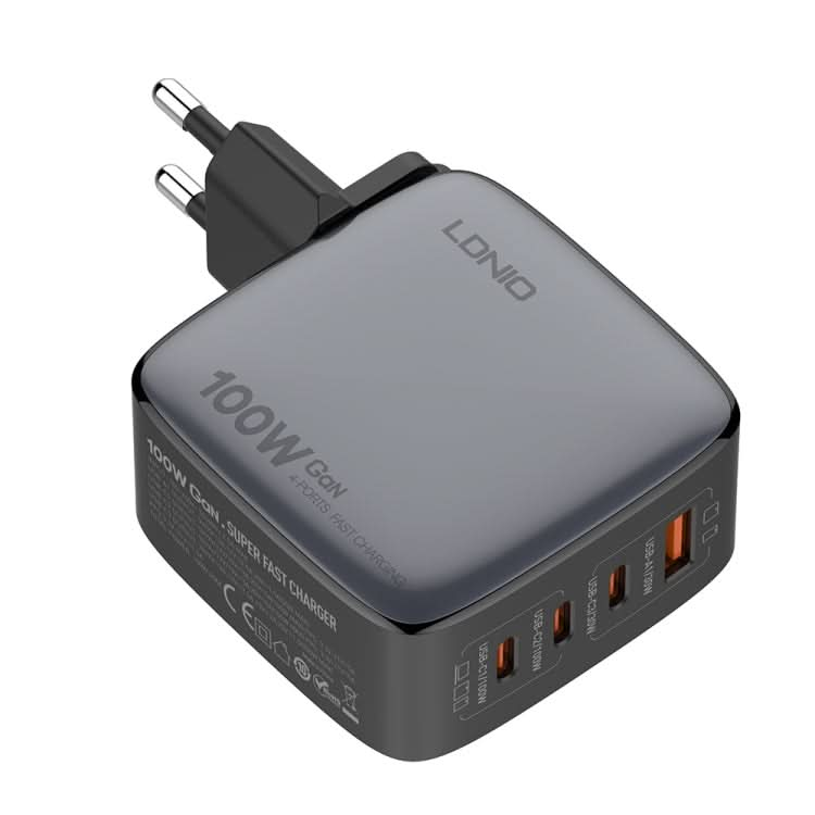 LDNIO Q408 100W GaN USB+3 USB-C / Type-C Interface Charger with 1m 100W USB-C / Type-C to USB-C / Type-C Data Cable