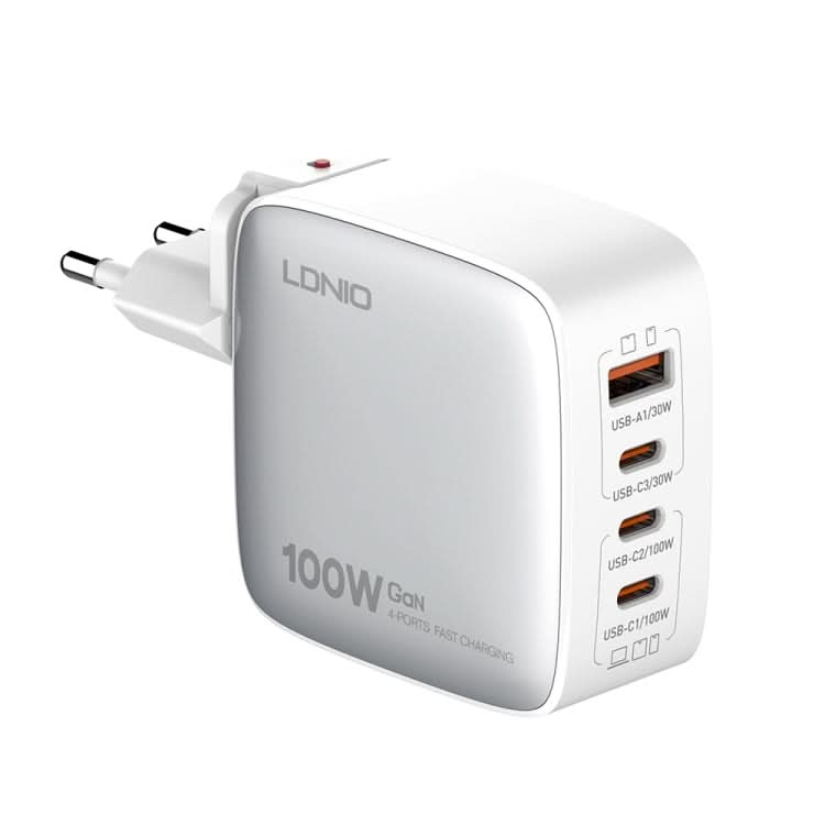 LDNIO Q408 100W GaN USB+3 USB-C / Type-C Interface Charger with 1m 100W USB-C / Type-C to USB-C / Type-C Data Cable