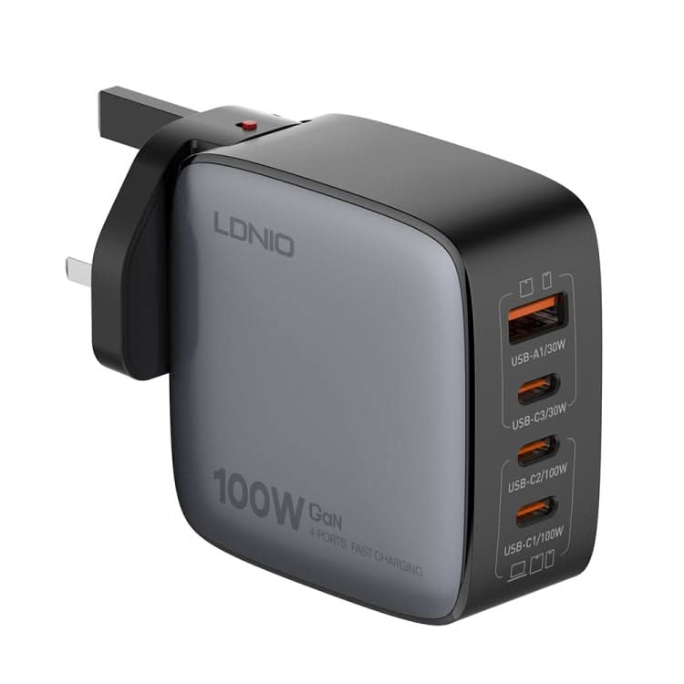 LDNIO Q408 100W GaN USB+3 USB-C / Type-C Interface Charger with 1m 100W USB-C / Type-C to USB-C / Type-C Data Cable