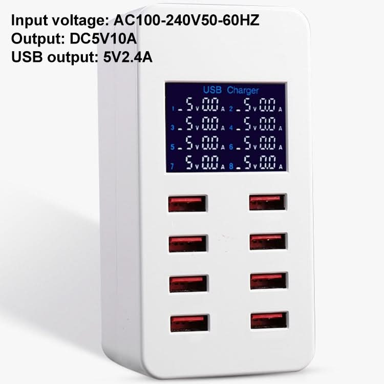 A8B 50W 8 Ports USB Smart Charging Station with Digital Display