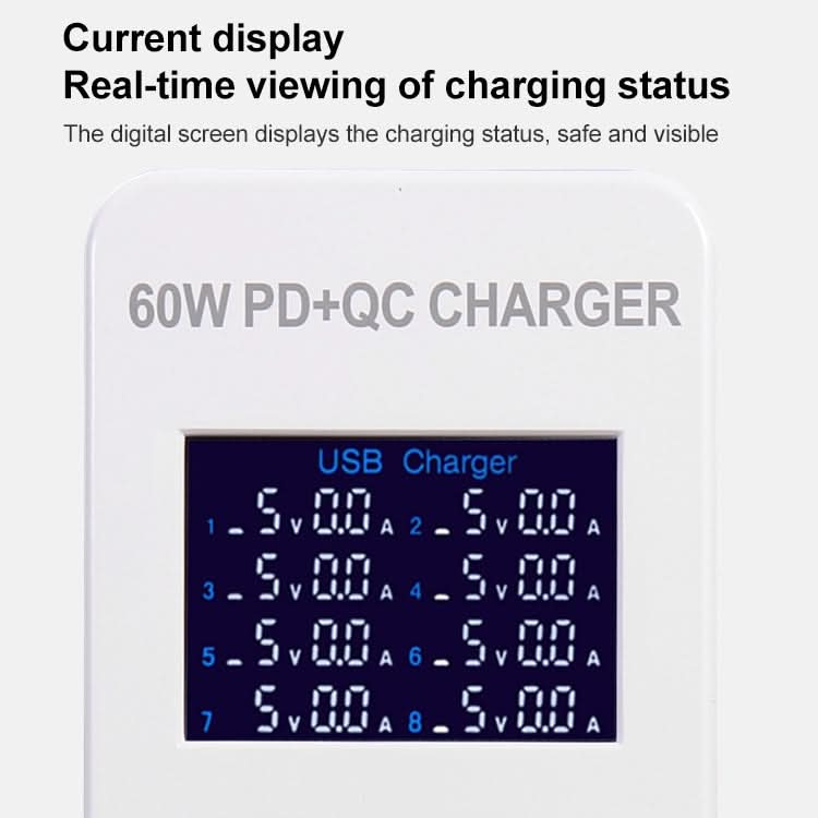 A8B 50W 8 Ports USB Smart Charging Station with Digital Display