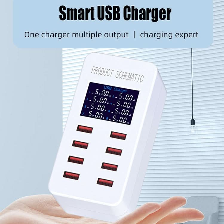 A8B 50W 8 Ports USB Smart Charging Station with Digital Display