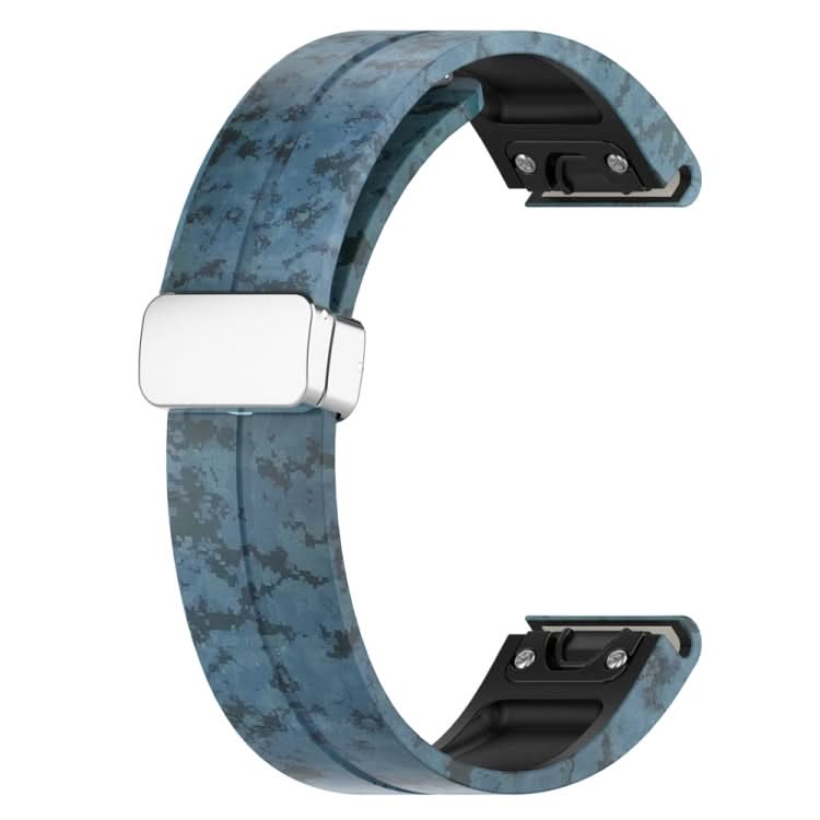 Magnetic Folding Silver Buckle Color Printed Silicone Watch Band