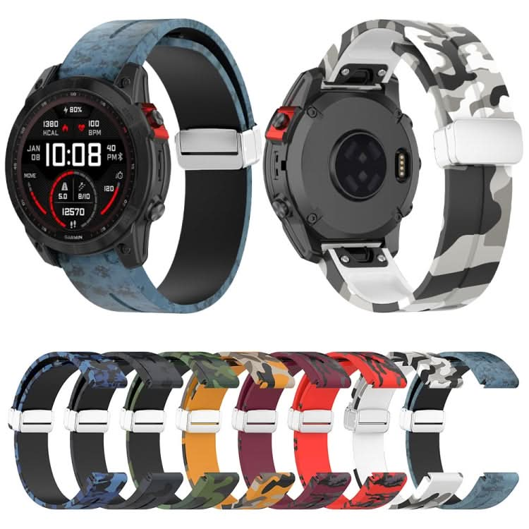 Magnetic Folding Silver Buckle Color Printed Silicone Watch Band