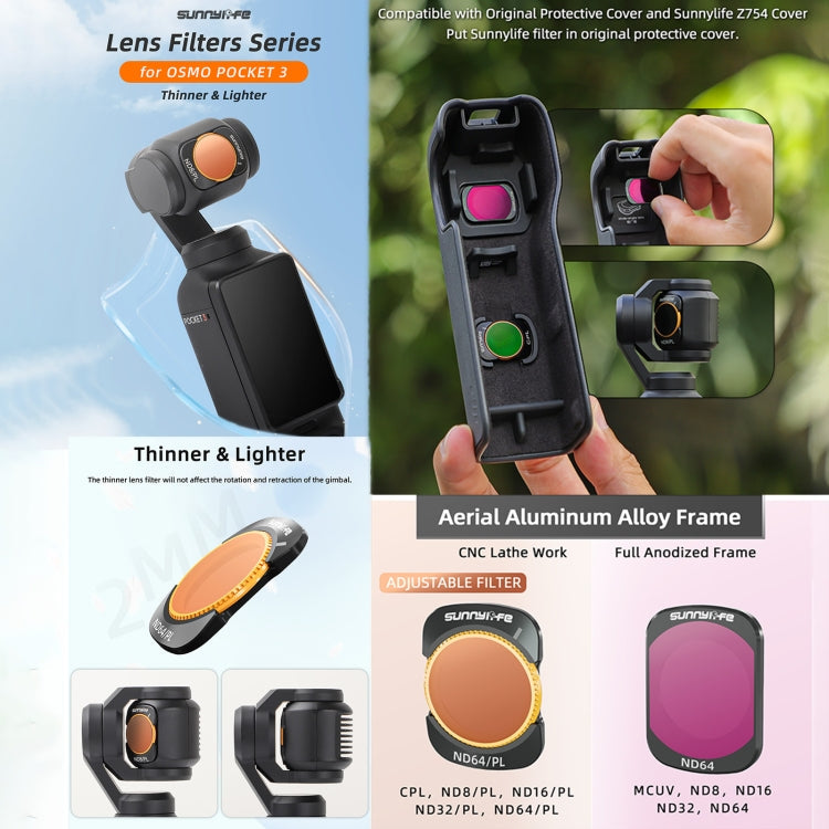 For DJI Osmo Pocket 3 Sunnylife Camera Lens Filter