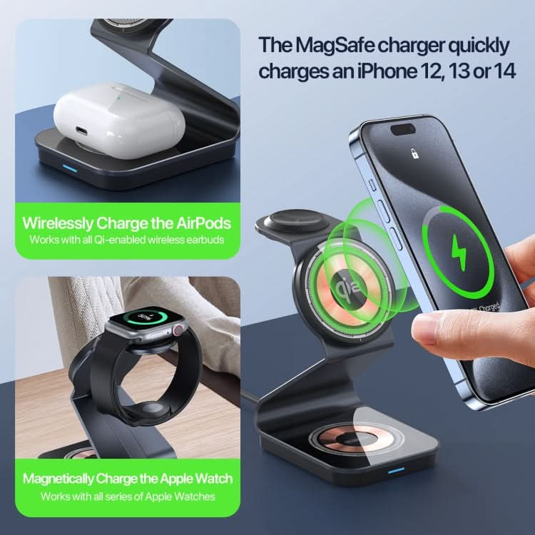 DUZZONA W21 Qi2 15W 3 in 1 Magnetic Wireless Charger Stand