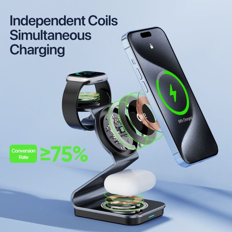 DUZZONA W21 Qi2 15W 3 in 1 Magnetic Wireless Charger Stand