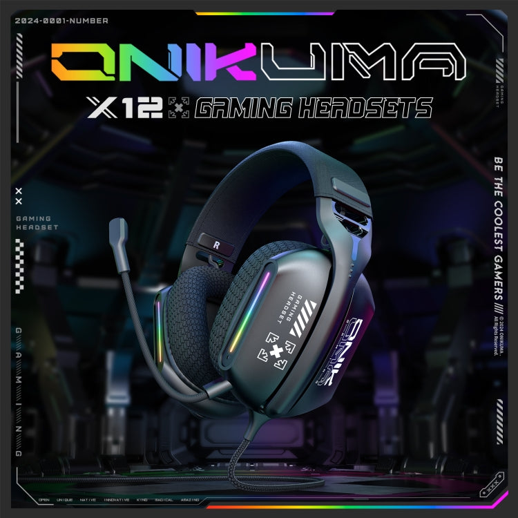 ONIKUMA X12 USB /  3.5mm Wired RGB Light Gaming Headset with Mic, Cable length: 2.2m My Store