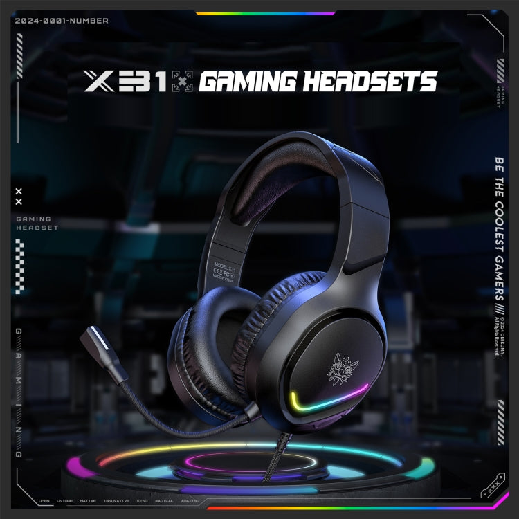 ONIKUMA X31 USB /  3.5mm Wired RGB Light Gaming Headset with Mic, Cable length: 2.2m My Store