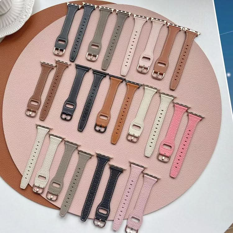 T-shaped Starry Sky Style Litchi Texture Genuine Leather Watch Band