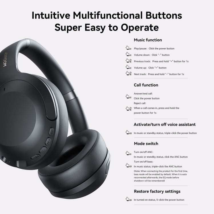 JOYROOM JR-JH2 ANC Bluetooth Wireless Headphones