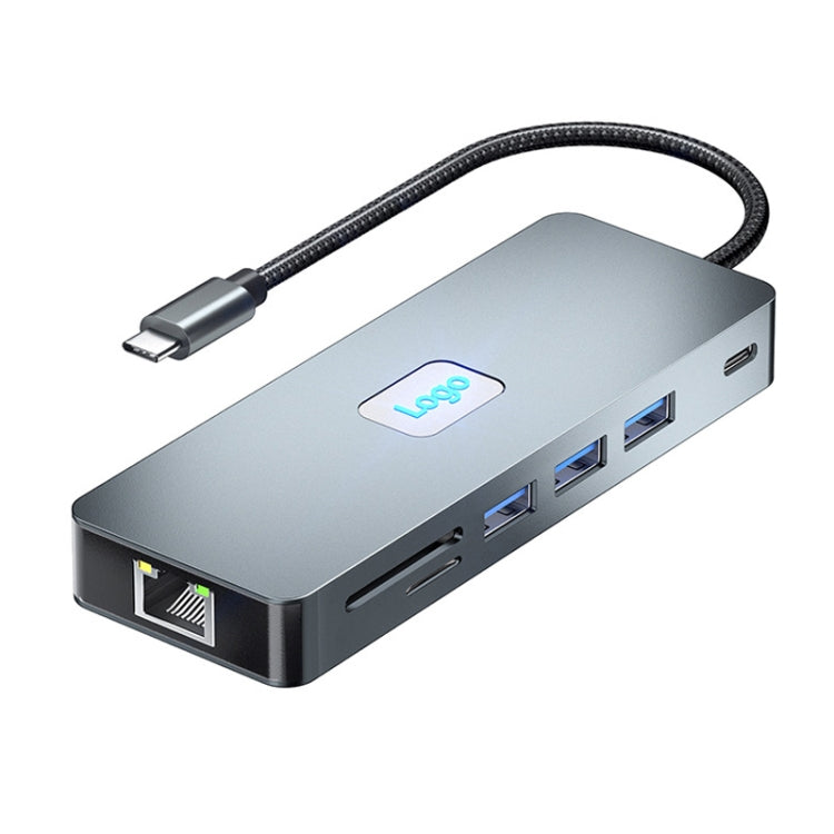 BYL-2411 11 in 1 Type-C HUB Docking Station with 3 x USB3.0, PD100W,  SD/TF, RJ45, Type-C, VGA, HDTV, 3.5mm Jack My Store