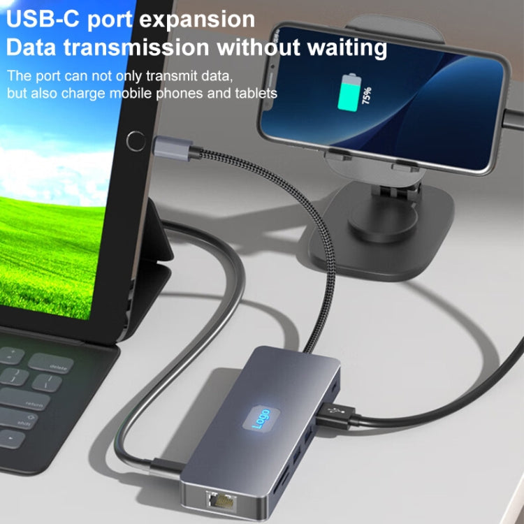 BYL-2411 11 in 1 Type-C HUB Docking Station with 3 x USB3.0, PD100W,  SD/TF, RJ45, Type-C, VGA, HDTV, 3.5mm Jack My Store