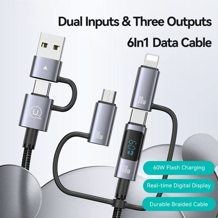 USAMS 60W 6 in 1 Digital Display Fast Charging Cable