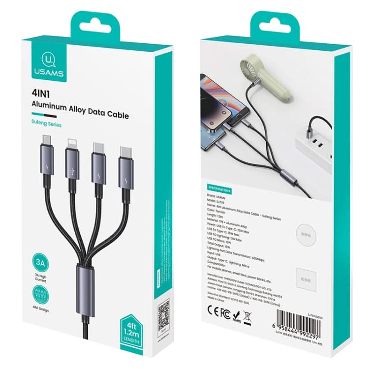 USAMS SJ739 1.2m 4 in 1 Type-C Fast Charging Cable