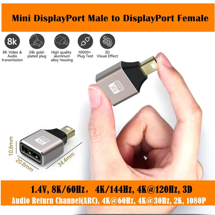 8K 60Hz Male Displayport to Female Mini Displayport Adapter DP Converter