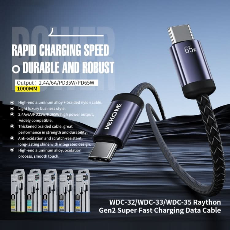 WK WDC-32i Raython Gen2 1m 2.4A USB to 8 Pin Fast Charging Data Cable