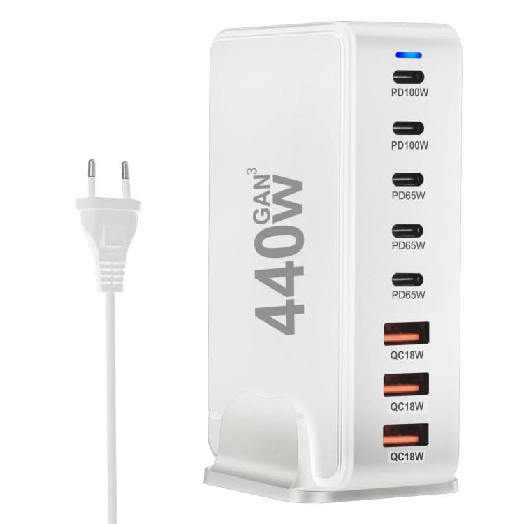 440W GaN USB Power Adapter Travel Charger with 3 x USB, 5 x PD Port