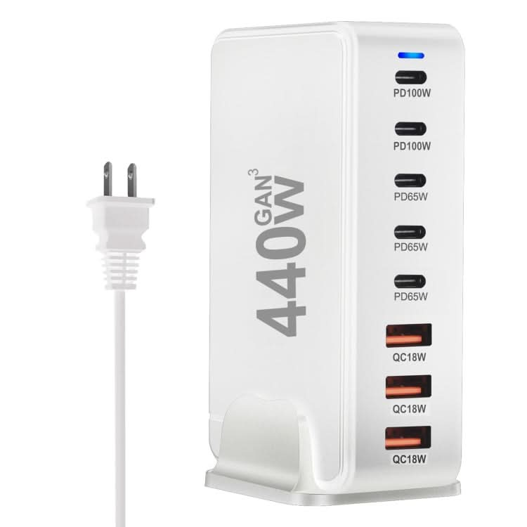 440W GaN USB Power Adapter Travel Charger with 3 x USB, 5 x PD Port