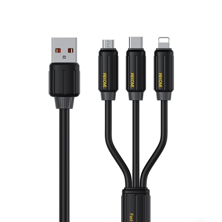 WK WDC-30 Elastic Silicone 1.2m 66W USB to 8 Pin / Type-C / Micro USB Fast Charging Data Cable