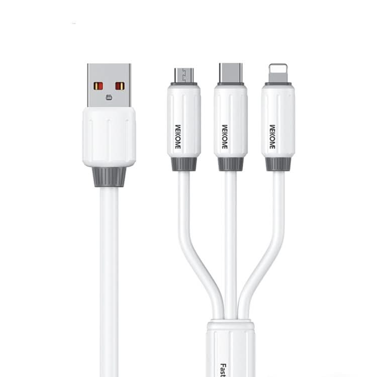 WK WDC-30 Elastic Silicone 1.2m 66W USB to 8 Pin / Type-C / Micro USB Fast Charging Data Cable