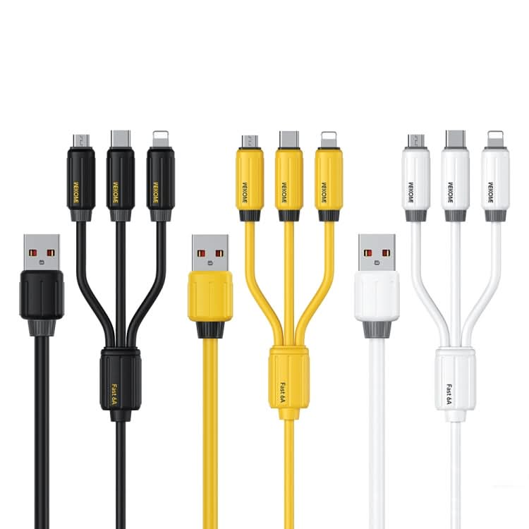 WK WDC-30 Elastic Silicone 1.2m 66W USB to 8 Pin / Type-C / Micro USB Fast Charging Data Cable