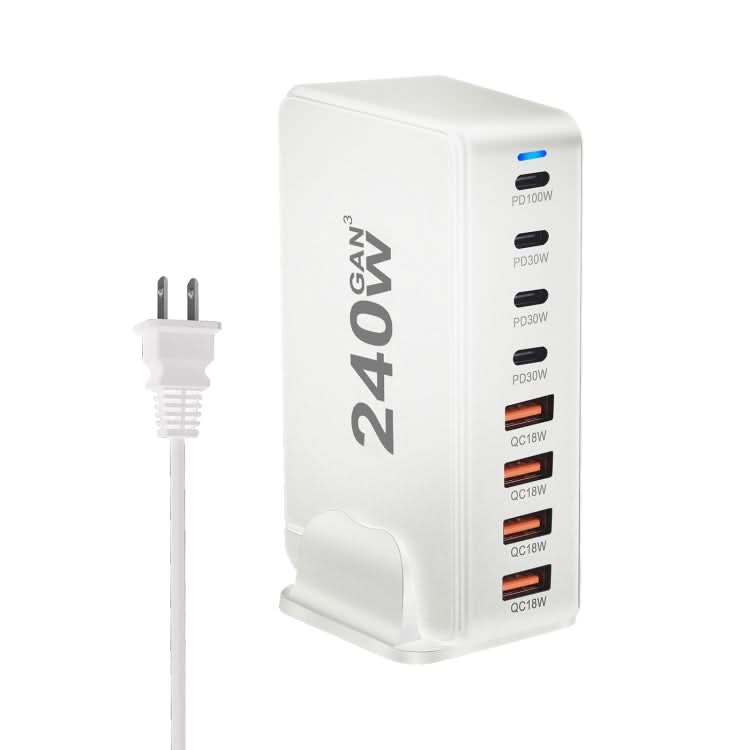 YMS-858 GaN 240W USB x 4, USB-C / Type-C x 4 Fast Charger