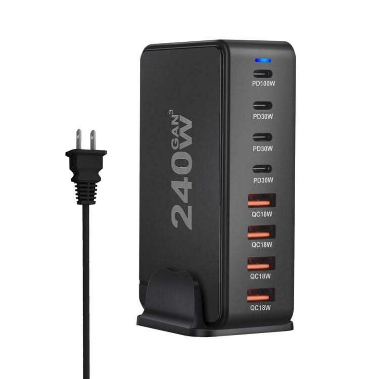 YMS-858 GaN 240W USB x 4, USB-C / Type-C x 4 Fast Charger