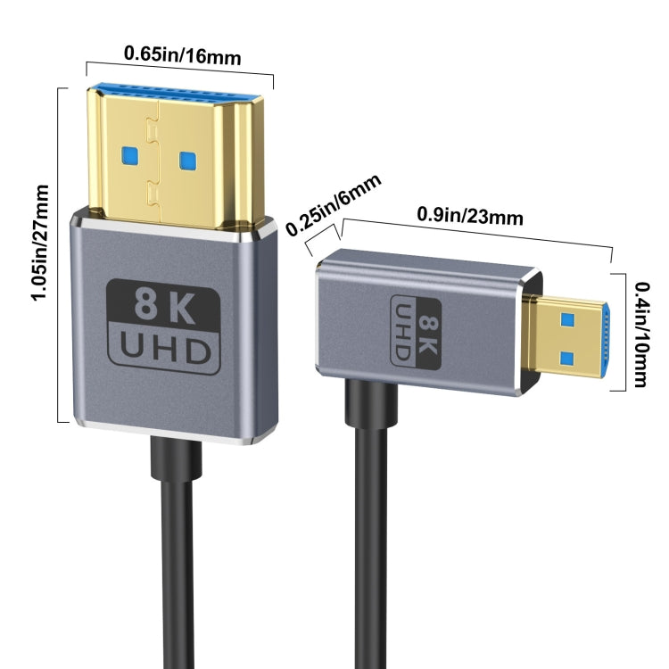 30cm Coaxial Micro HDMI to HDMI 8K UHD 48Gbps Video Connection Cable-Reluova