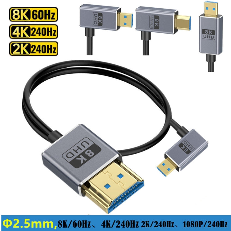 30cm Coaxial Micro HDMI to HDMI 8K UHD 48Gbps Video Connection Cable