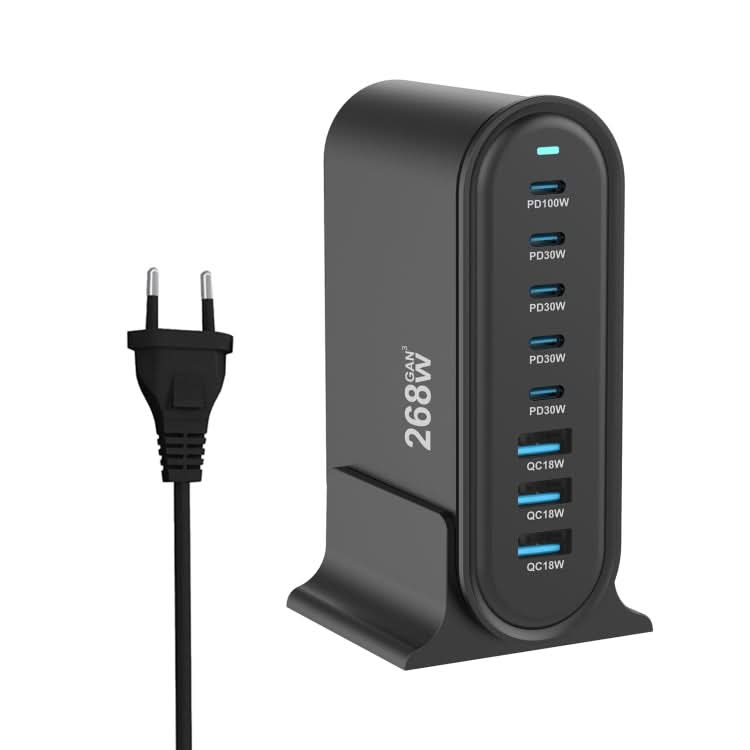 YMX-968 268W 5Type-C, 3USB 8-Ports Desktop Fast Charger