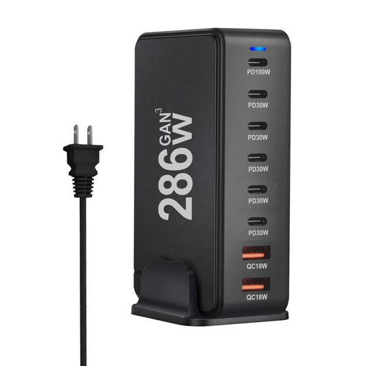 YMX-986 286W 6 Type-C, 2 USB 8-Ports Desktop Fast Charger