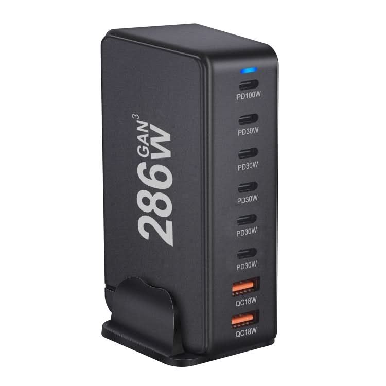 YMX-986 286W 6 Type-C, 2 USB 8-Ports Desktop Fast Charger