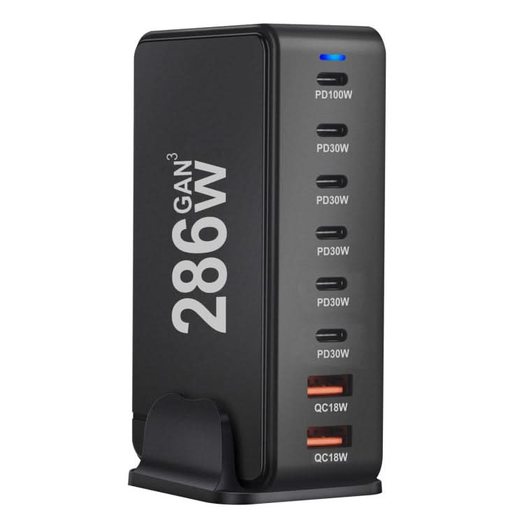 YMX-986 286W 6 Type-C, 2 USB 8-Ports Desktop Fast Charger