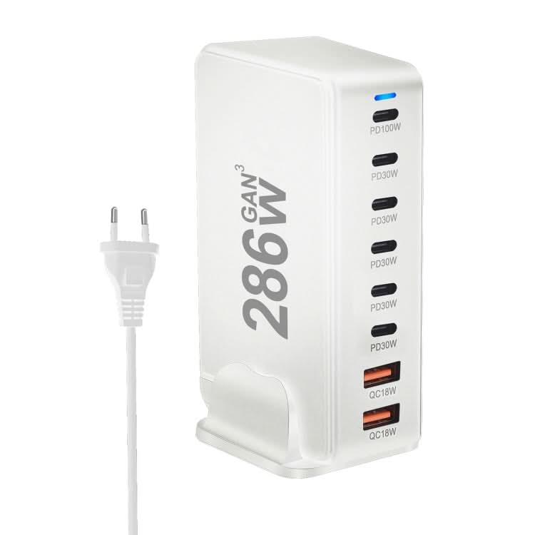 YMX-986 286W 6 Type-C, 2 USB 8-Ports Desktop Fast Charger