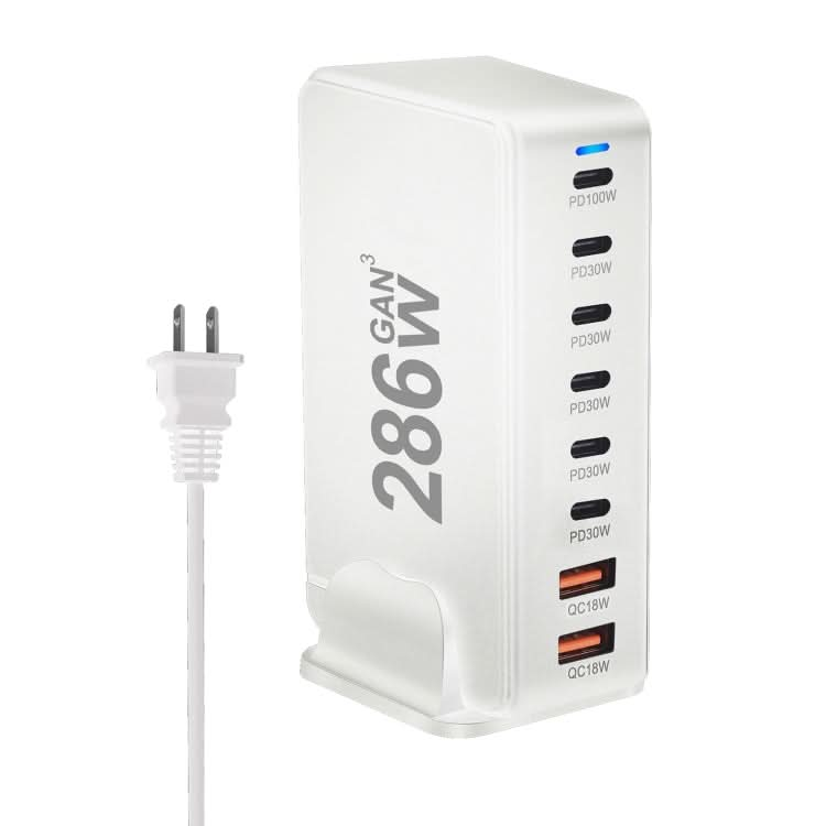 YMX-986 286W 6 Type-C, 2 USB 8-Ports Desktop Fast Charger