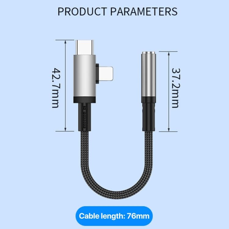 2 in 1 USB-C / Type-C, 8 Pin to 3.5mm Audio Adapter Cable