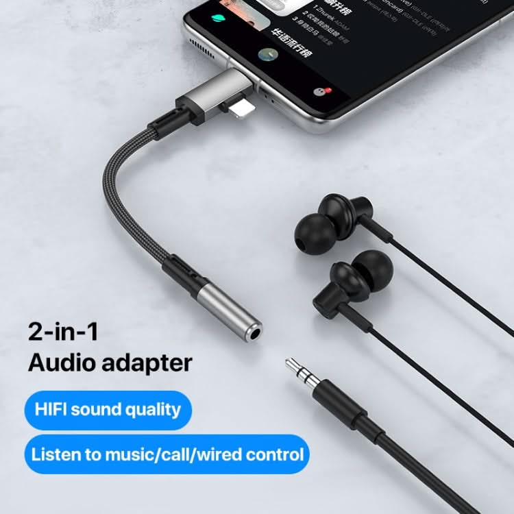 2 in 1 USB-C / Type-C, 8 Pin to 3.5mm Audio Adapter Cable