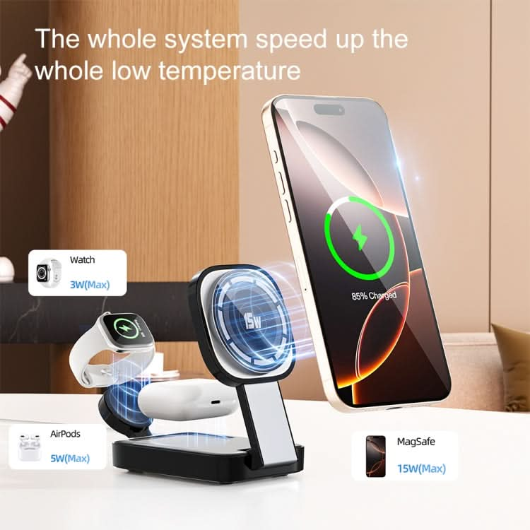 C40 Folding 3 in 1 MagSafe Magnetic Wireless Charger with LED Light