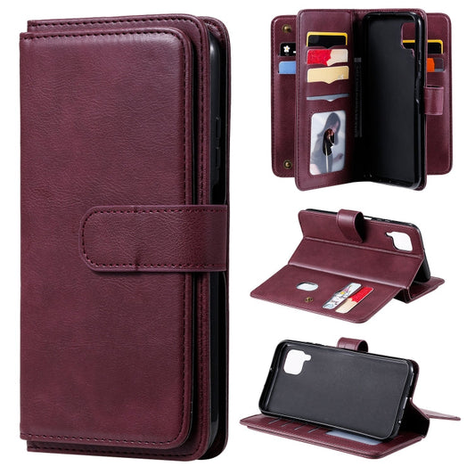 Multifunctional Magnetic Copper Buckle Horizontal Flip Solid Color Leather Case with 10 Card Slots & Wallet & Holder & Photo Frame