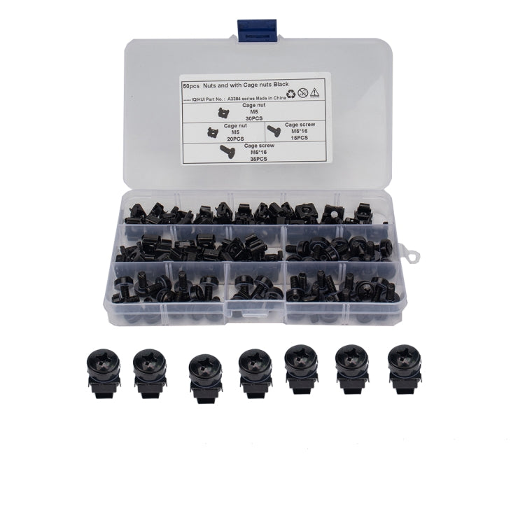 50 PCS Cage Nuts and Screw Cage Nuts M5 + Rack Screws M5x16 ÎҵÄÉ̵ê