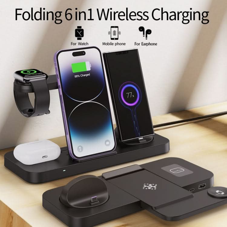 B21 6 in 1 Mobile Phone / Earphone Universal Foldable Wireless Charger