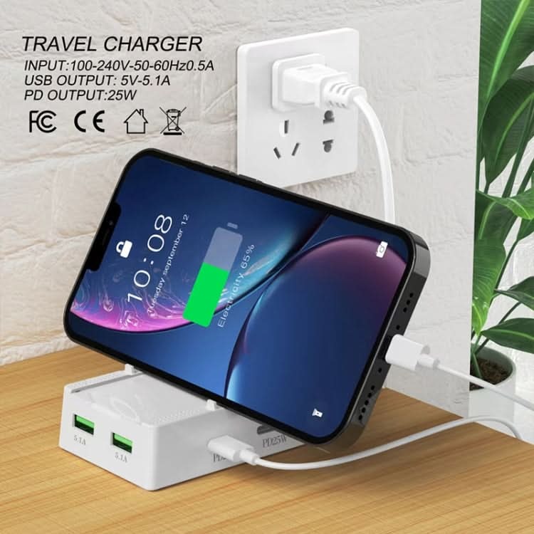 CY-PC03 50W 2 Type-C 2 USB Multi Ports Sharing Travel Charger