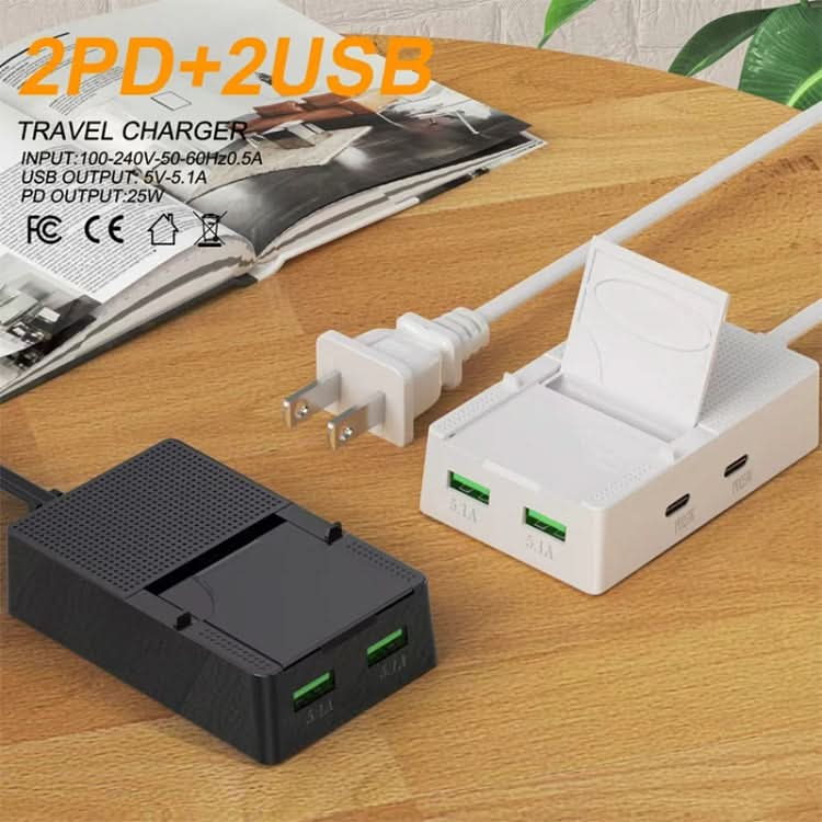 CY-PC03 50W 2 Type-C 2 USB Multi Ports Sharing Travel Charger