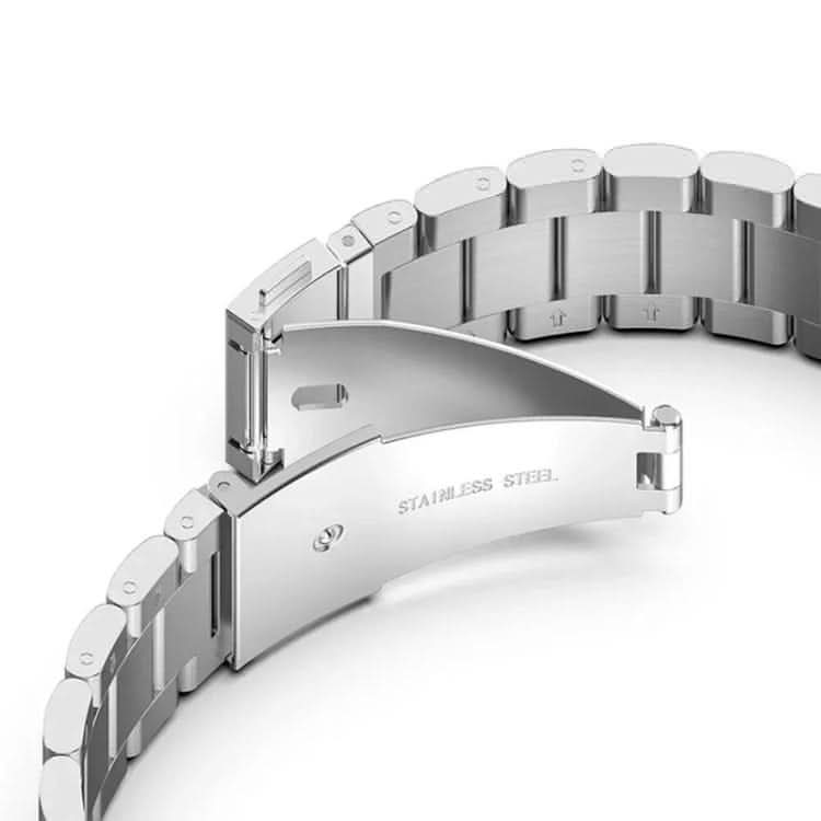 Curved Flat Buckle Three Beads Stainless Steel Watch Band