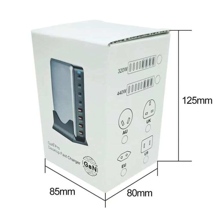 500W GaN 6 Type-C 2 USB Multi Ports Sharing Desktop Charger