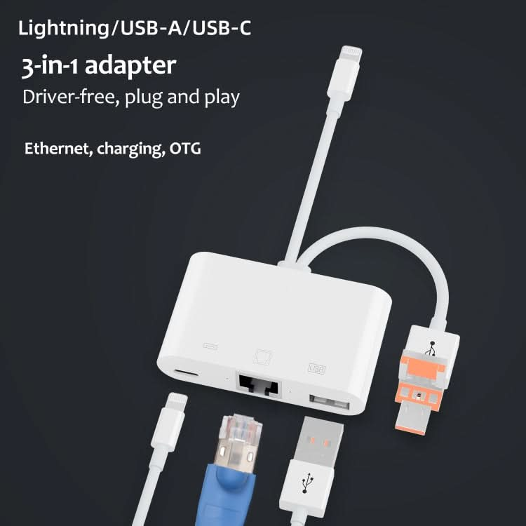 NK-107TL Pro USB-C / Type-C, 8 Pin, USB to 8 Pin, USB, RJ45 Multi-function Adapter