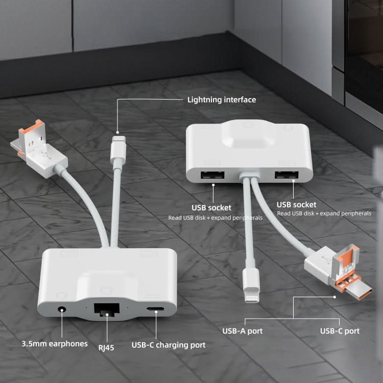 NK-1033TL Pro USB-C / Type-C, 8 Pin, USB to USB-C / Type-C, 2 x USB, RJ45, 3.5mm Multi-function Adapter