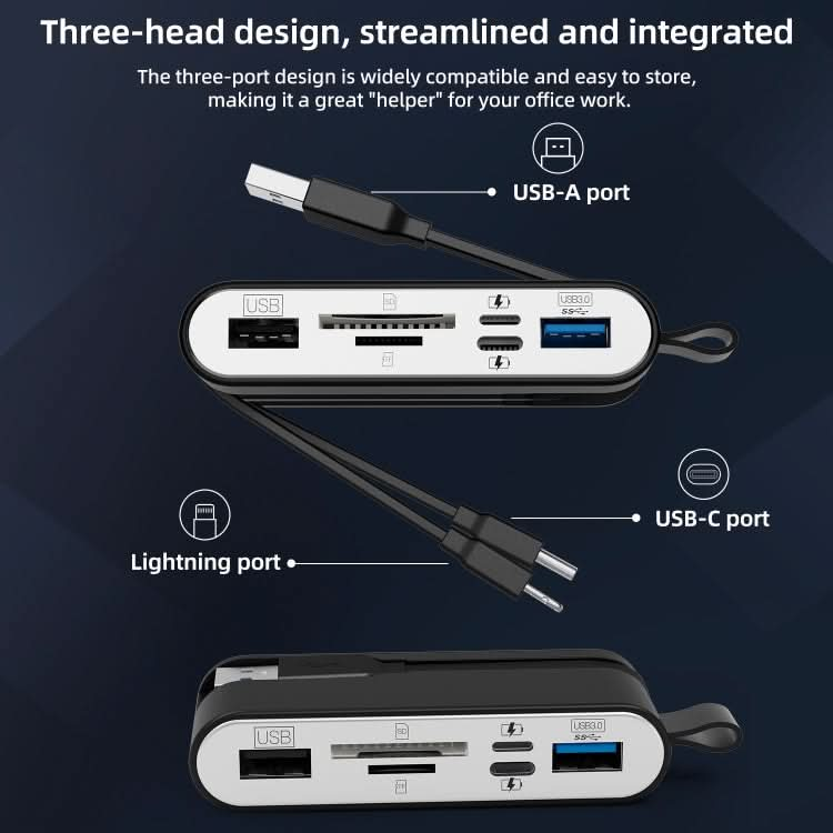 NK-1058 USB-C / Type-C, 8 Pin, USB Interface 6 in 1 Multi-function Adapter